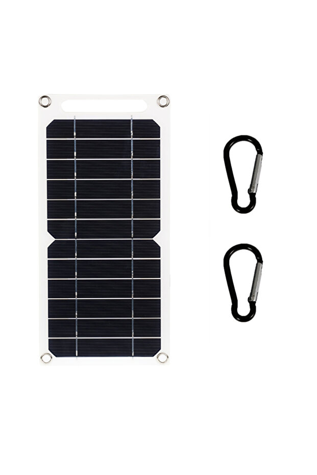 black 30W Solar Panel With USB Waterproof Outdoor Hiking And Camping Portable Battery Mobile Phone C
