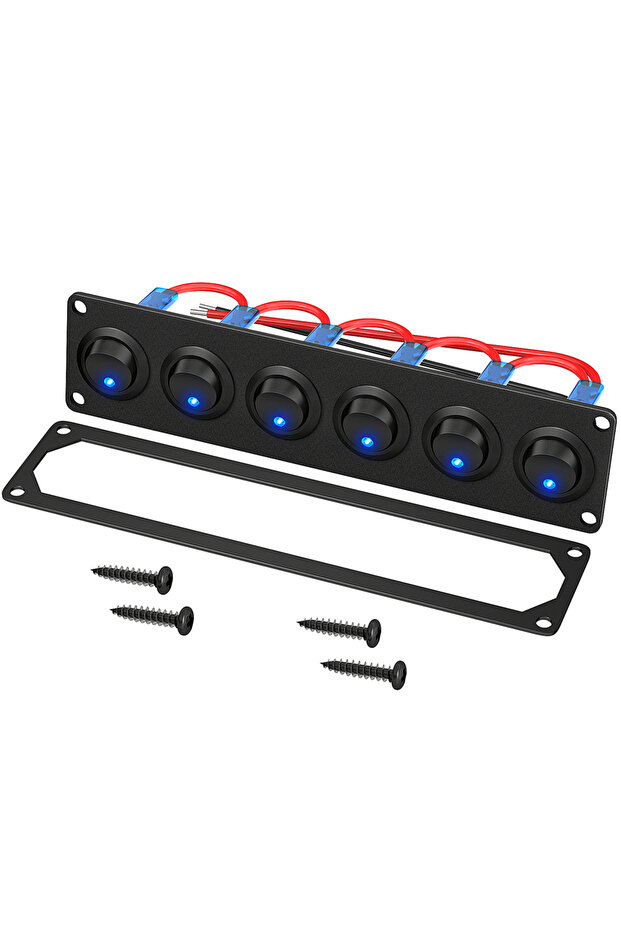 لوحة مفاتيح زرقاء DaierTek لوحة مفاتيح 6 Gang 12V Rocker LED لوحة مفاتيح 3 سنون 12 فولت تيار مستمر 20 أمبير SPST On-