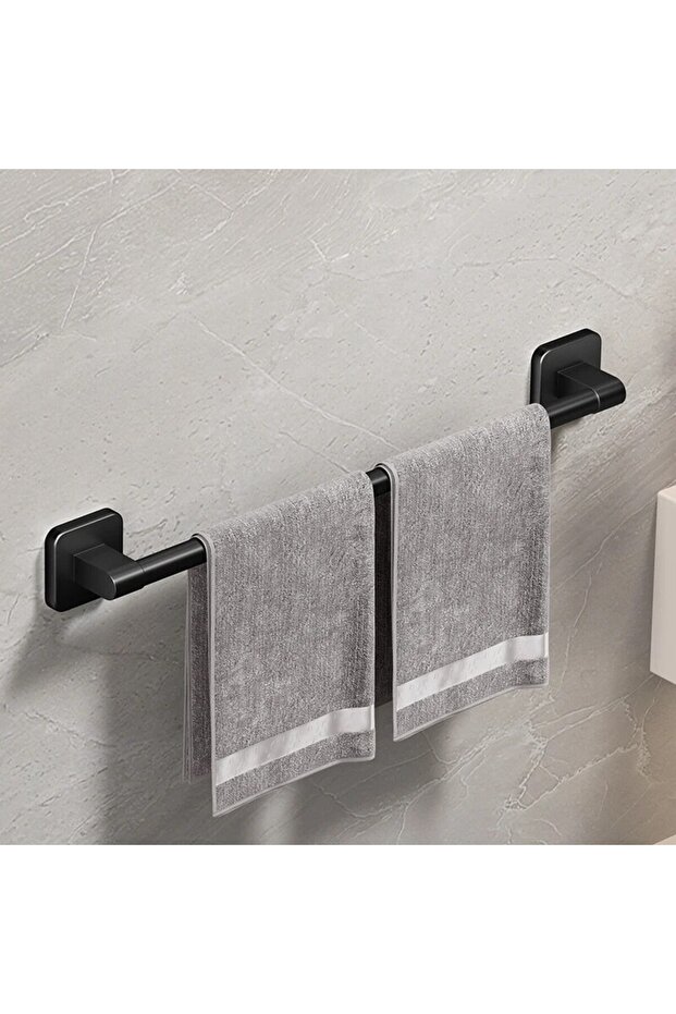 Black 50cm Wall Mounted Towel Rack Bathroom Storage Rack No Drilling Bathroom Horizontal Bar Towel R