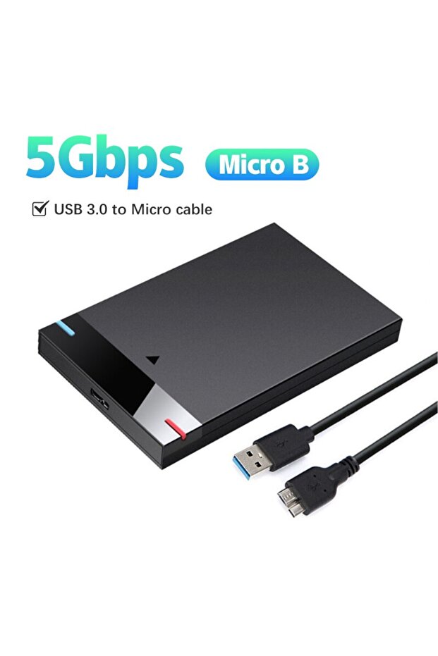 حافظة محرك أقراص صلبة USB-Micro Enclosure مقاس 2.5 بوصة Micro B وكابل USB 3.0Type-C ومحرك أقراص صلبة خارجي 5 تيرابايت وسرعة 5 جيجابت في الثانية HD P