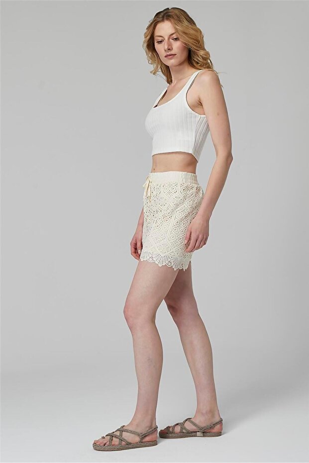 Dantel Lastikli Şort - 2