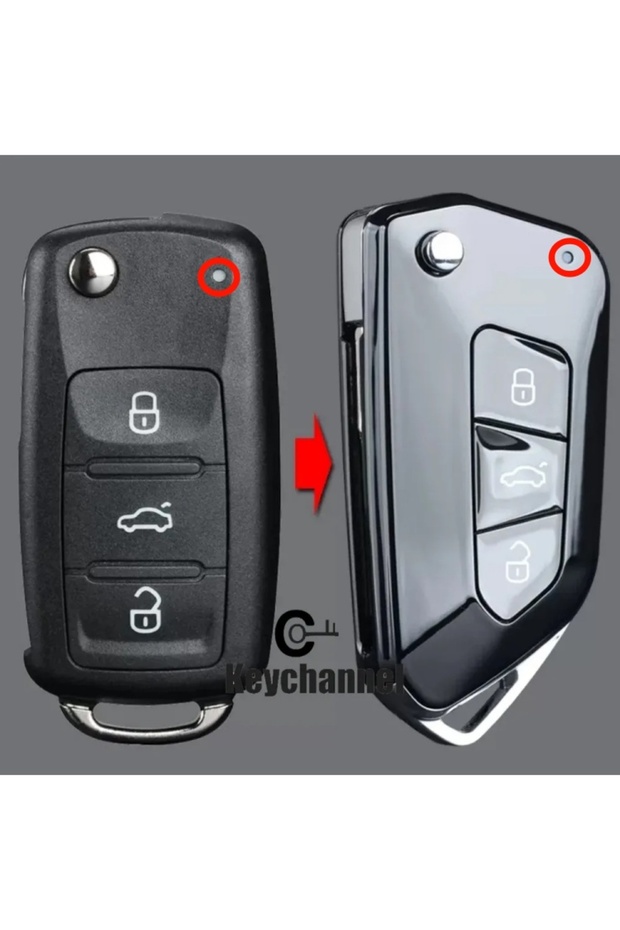 for SEAT 3 Button Car Key Shell Modified Flip Folding Key Case Golf 8 Style Casing for Golf Tiguan P - 8