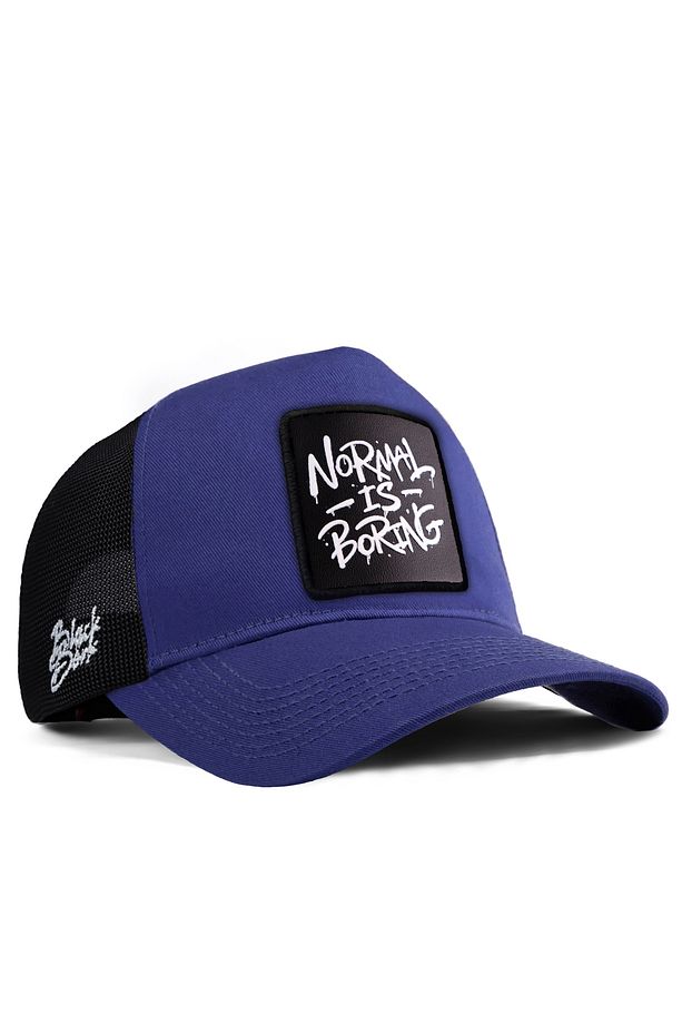 V1 Normal Is Boring Logolu Siyah-mavi Trucker Şapka - 1