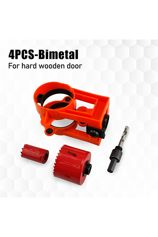 4Pcs-Bimetal 4pcs Lock Installation Kit with Guide Template for Wood Doors Adjustable plastic guide
