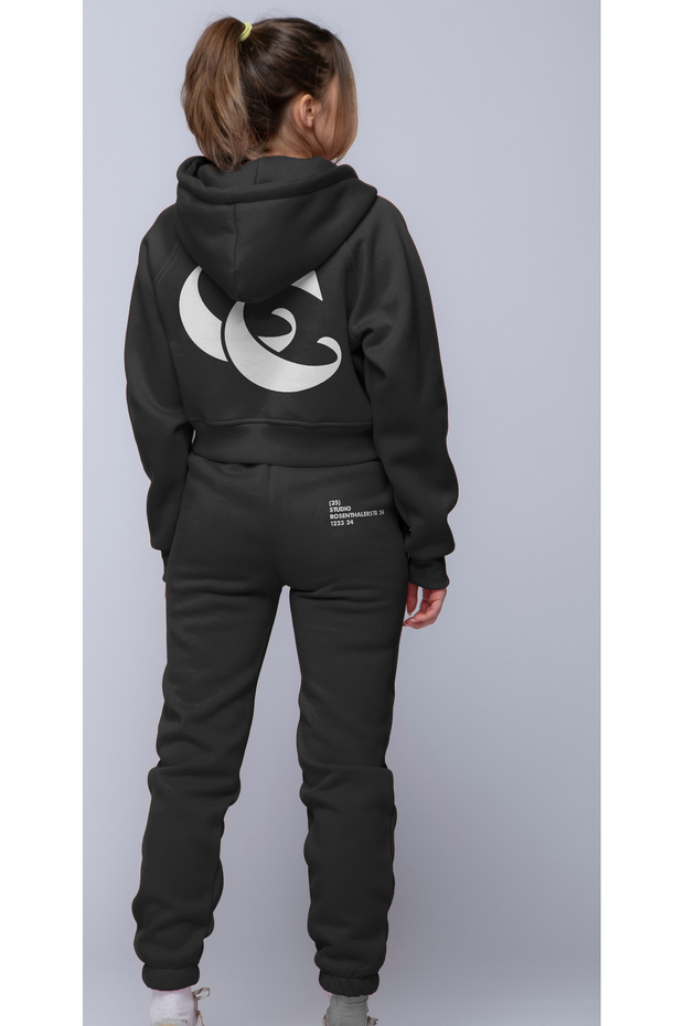 Winter Black Tracksuit Set - 3 Thread Printed Basic Model - 2