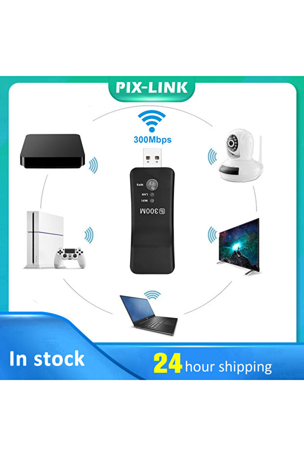 PIXLINK Wireless USB Universal 300Mbps Wifi Adapter RJ-45 Port Ethernet Network Bridge Repeater C... - 3