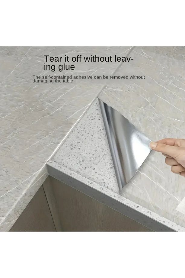 1 RULO Atina Grisi Mermer Desenli Yapışkanlı Folyo - 60 CM x 5 MT Dekoratif Çözüm - 3