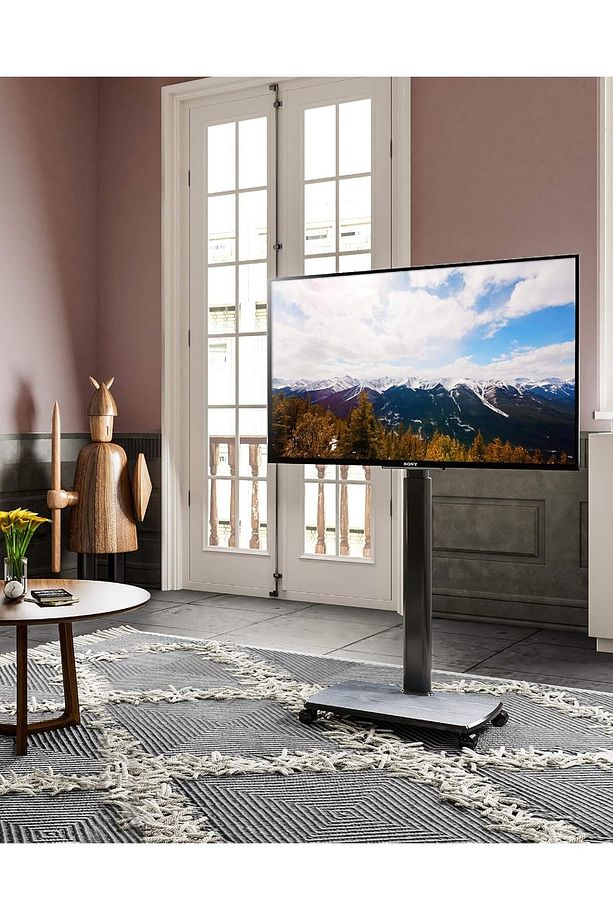 Tekerlekli TV Sehpası, 32-70 inç LCD LED Ekran, Döner 60 Derece ve Yükseklik Ayarlanabilir - 3
