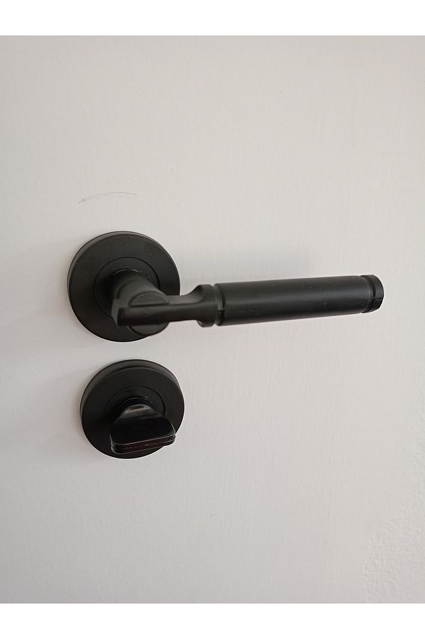 Kapı Kolu Domino Siyah Yuvarlak Rozetli Wc-Banyo - 3
