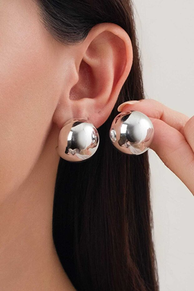 Women's Round Imported Design Ball Steel Earrings