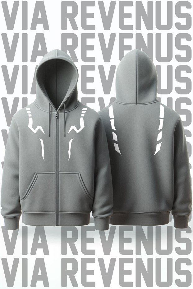 Jujutsu Kaisen Sukuna Tattoo Front and Back Printed Unisex Zip-Up Hooded Gray Sweatshirt Cardigan