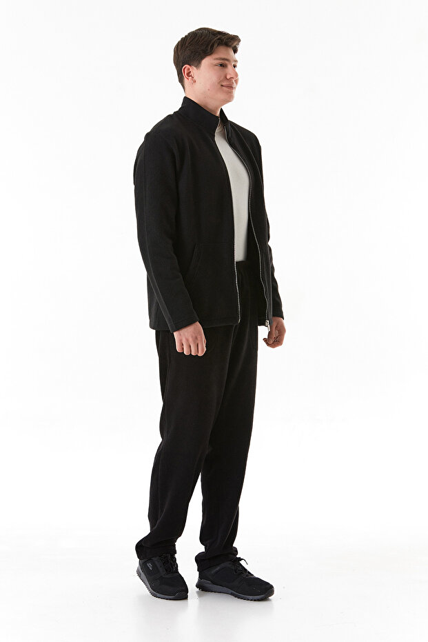 Fleecové tepláky s elastickými kapsami v pase - 4