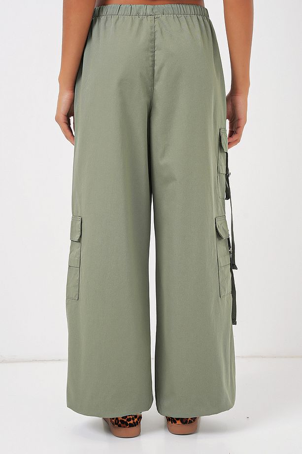 6691 Geniş Paça Kargo Pantolon - Çağla - 7
