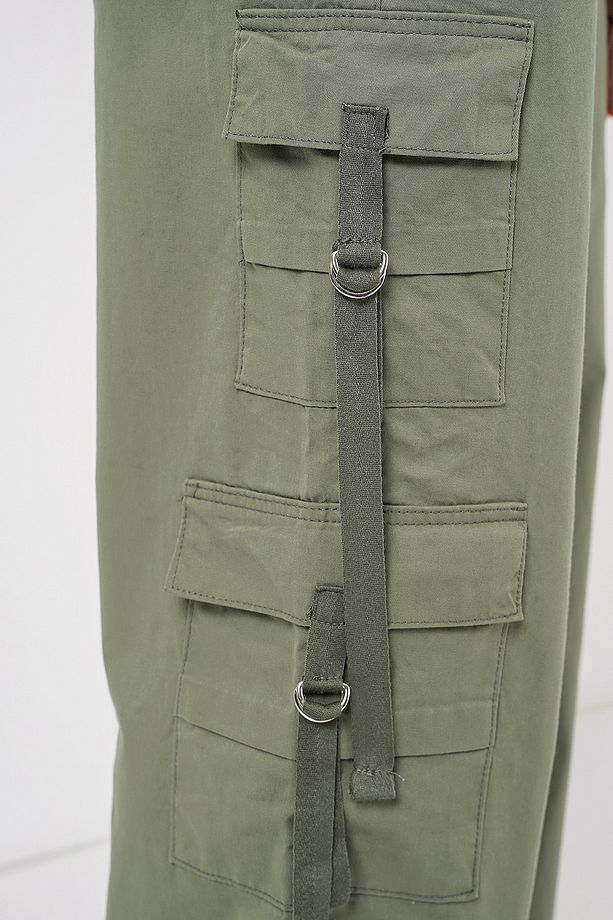 6691 Geniş Paça Kargo Pantolon - Çağla - 6
