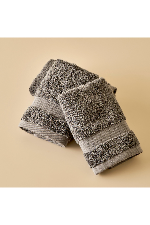 100% Cotton Premium Dorita Hand Towel 3 pcs Dark Gray (30x50 cm)