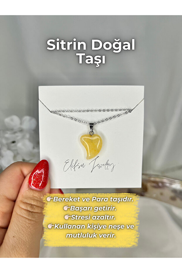 Curved Heart Natural Stone Necklace