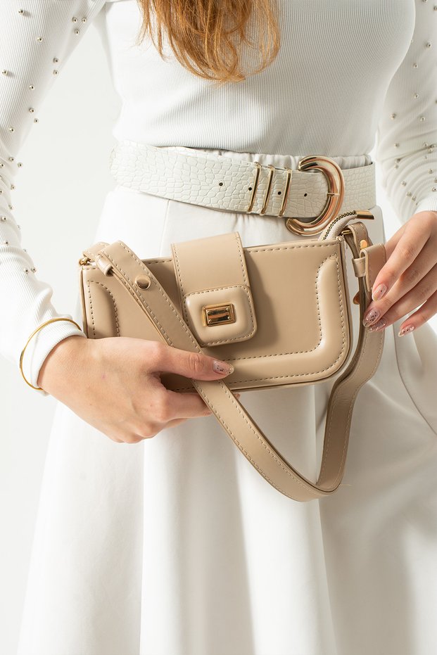 Women's Mini Hand and Shoulder Bag with Accessories