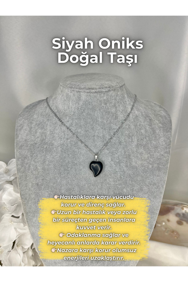 Curved Heart Natural Stone Necklace