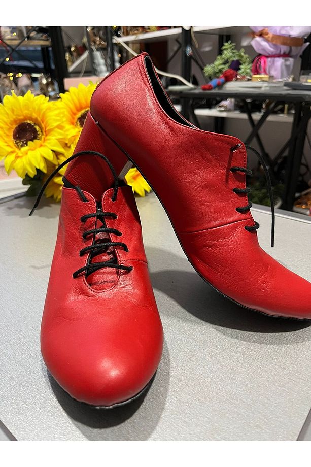 NAR ÇİÇEĞİ KIRMIZISI 6CM KALIN TOPUK TANGO, SWING  VE TÜM DANSLAR İÇİN UYGUN DERİ AYAKKABI - 1