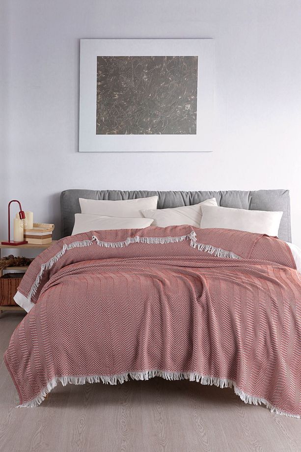 Carden Pamuklu Tek Kişilik Pike Yatak Örtüsü 200x230 Cm Kiremit - 1