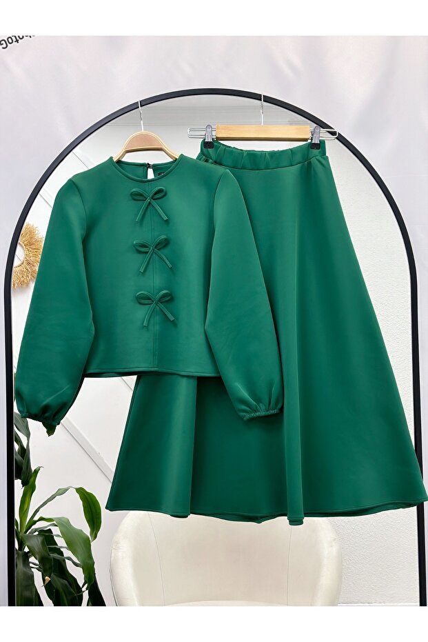 Skirt Suit with Bow