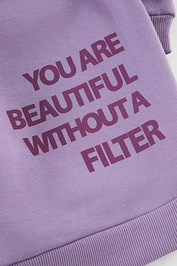 Lila Kız Çocuk Anne-Kız Sırt Baskılı Örme Mini Me Sweatshirt TKDAW25SW00048 - 4