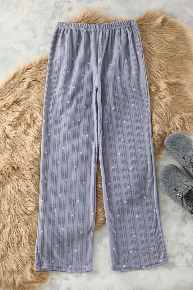 Kahverengi-Gri 2'li Paket Kalpli Polar Kışlık Örme Pijama Altı THMAW25PJ00004 - 10