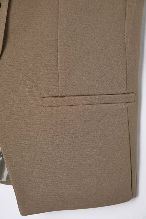 Bej Regular Boy Askılı Fitted Dokuma Yelek TWOSS25YE00010 - 8