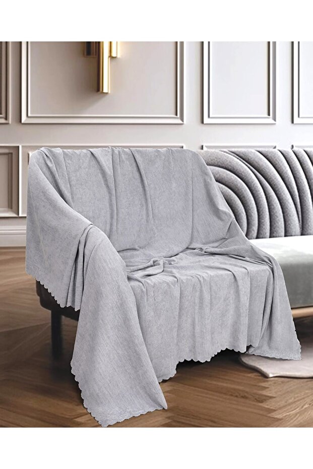 Gray Chenille Sofa Cover - 1