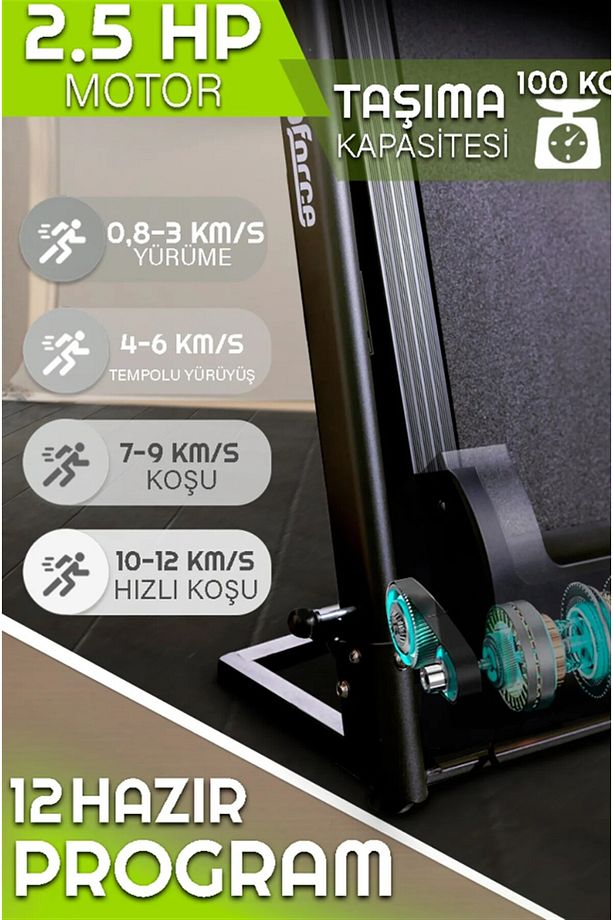 Hera Koşu Bandı - 2 Hp Katlanabilir 0-10 Km/sa Hız-led Ekran Kolay Kurulumlu - 3