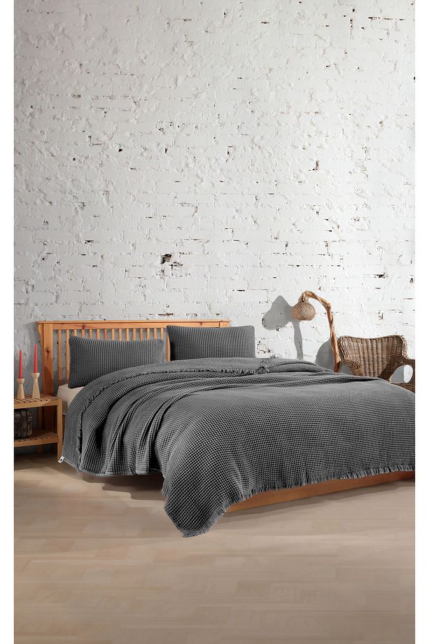 %100 Pamuk Waffle Tek Kişilik Yatak Örtüsü 160x240 cm - 3