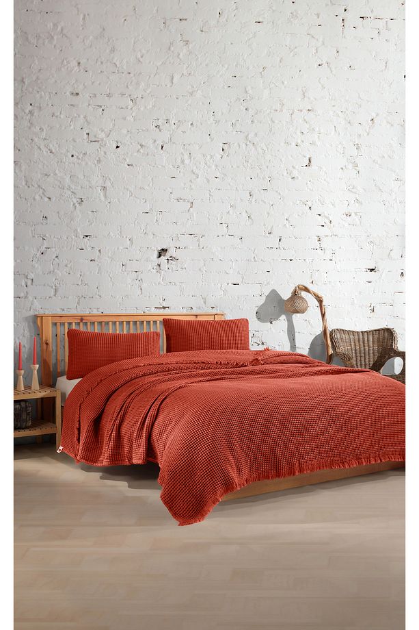 %100 Pamuk Waffle Tek Kişilik Yatak Örtüsü 160x240 cm - 2