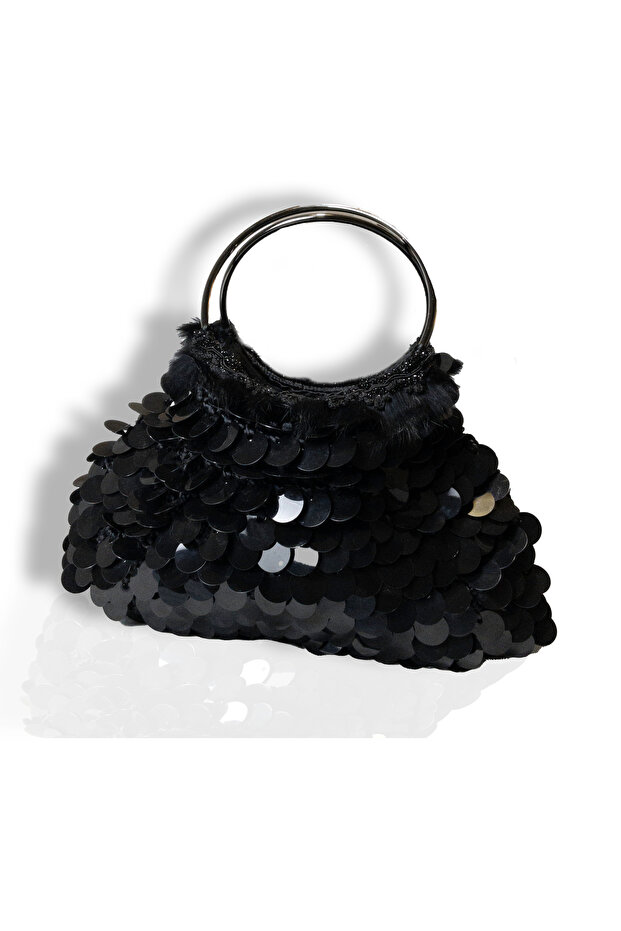 Pullu Siyah Gece Çantası - 2