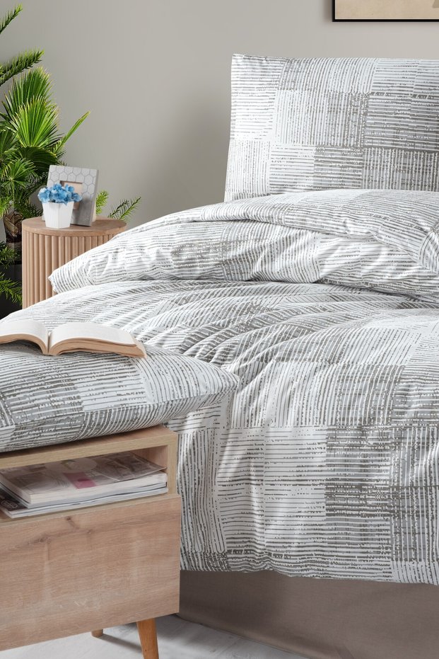 Turquoise Double 100% Cotton Duvet Cover Set Geo Line Pattern-Duvet Cover-Bed Sheet-Pillowcases