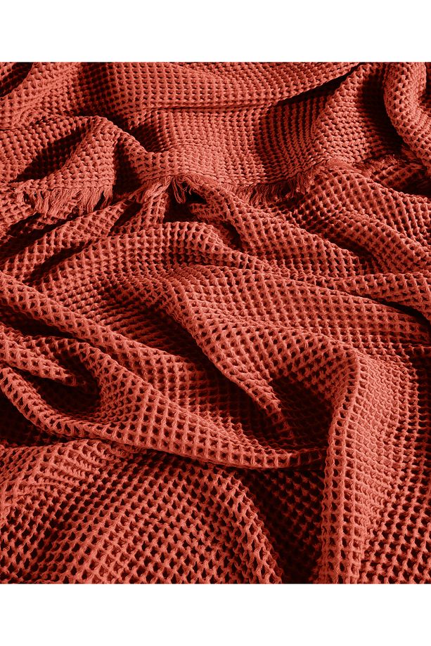 %100 Pamuk Waffle Tek Kişilik Yatak Örtüsü 160x240cm/1 Adet 50x70cm Yastık - 3