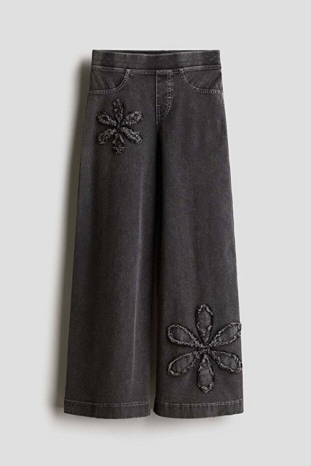 Wide denim-look trousers