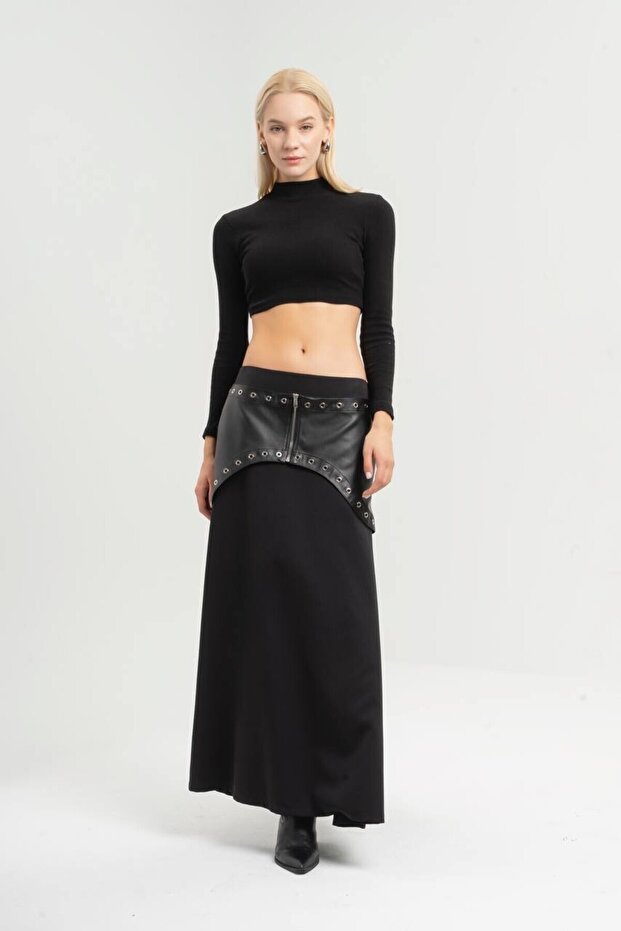 Deri Detaylı Etek - 3