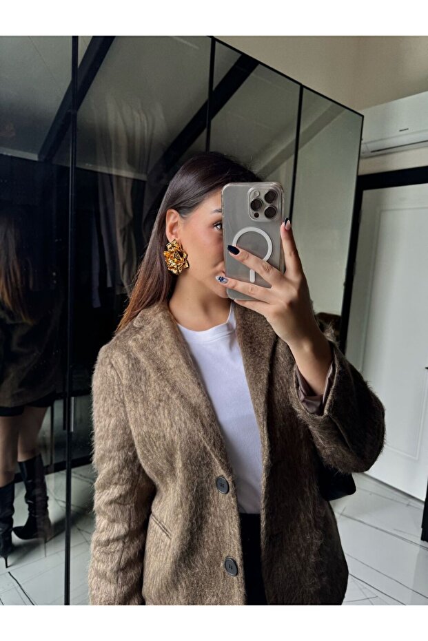 Vizon Kaşe Kırçıllı Blazer Ceket - 1