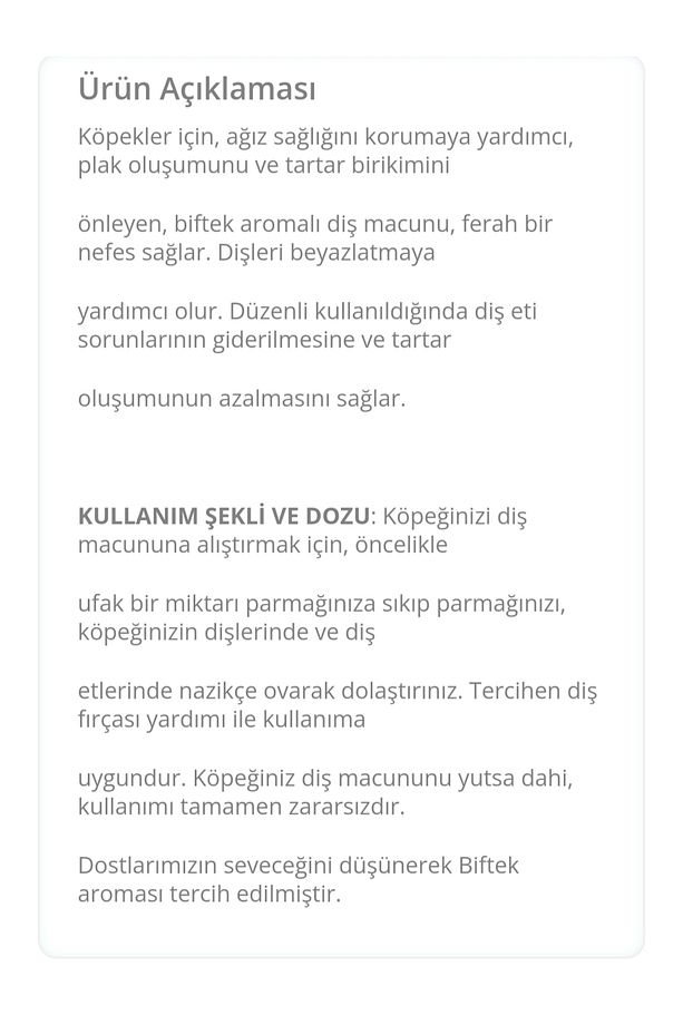 Köpeklere Özel Biftek Aromalı 50 Ml Diş Macunu Ağız Bakım Tartar Önleyici Naneli Bakım İçeceği - 2
