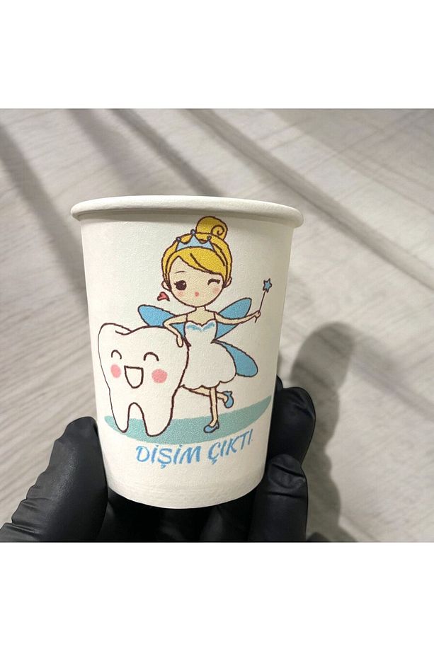 Dişim çıktı-Diş Buğdayı temalı Tek kullanımlık 7 Oz 50 Adet Karton Bardak - 2