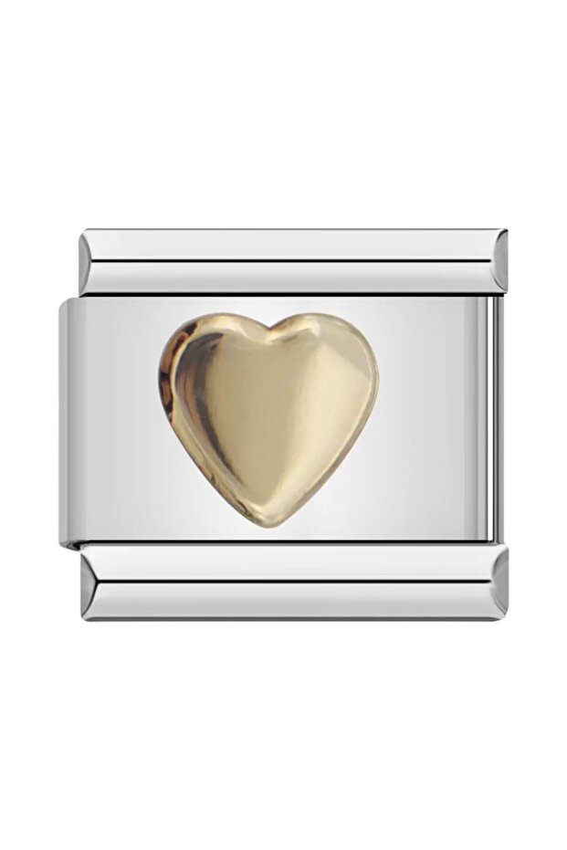 Gold Heart Steel Italian Charm