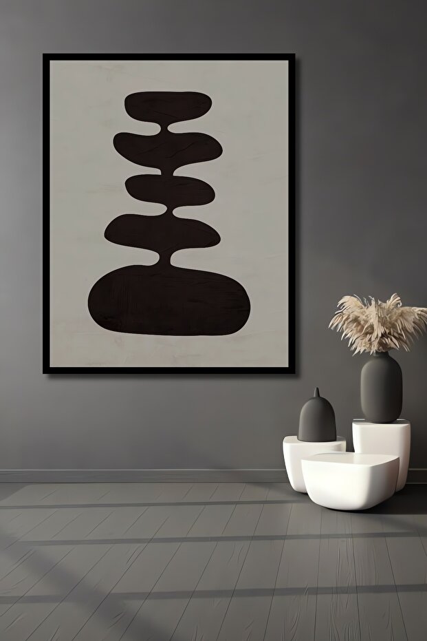 Çerçeve Görünümlü Minimalist Soyut Sanat Dekoratif Ahşap MDF Tablo Dikdörtgen Tablo - 1