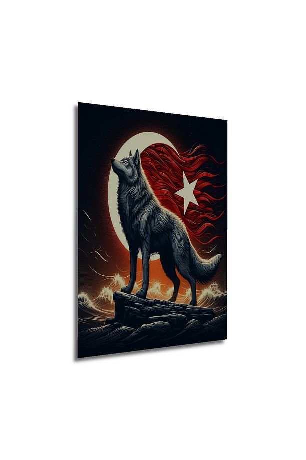 Bozkurt Ay Yıldız Ahşap MDF Dekoratif Ev/İşyeri Duvar Tablo Dikdörtgen Ev/İşyeri Duvar Tablo - 4