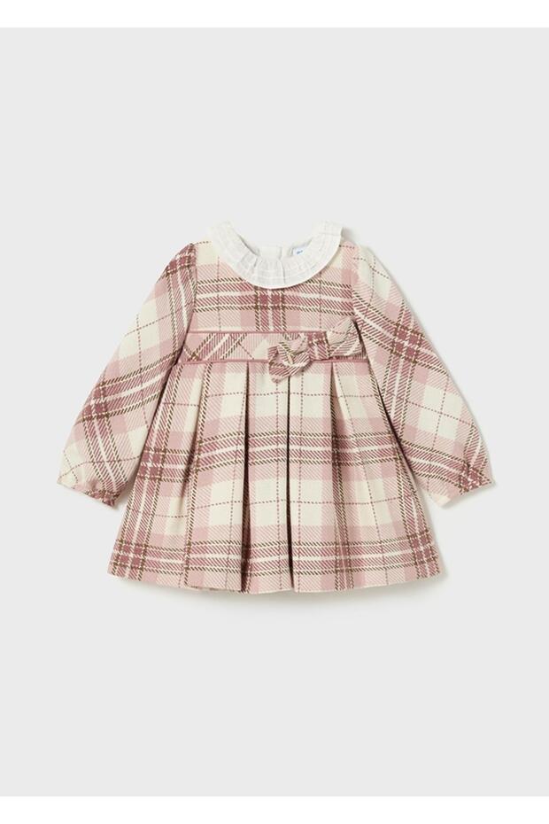 Long Sleeve Plaid Girl's Dress_Mnvs2903