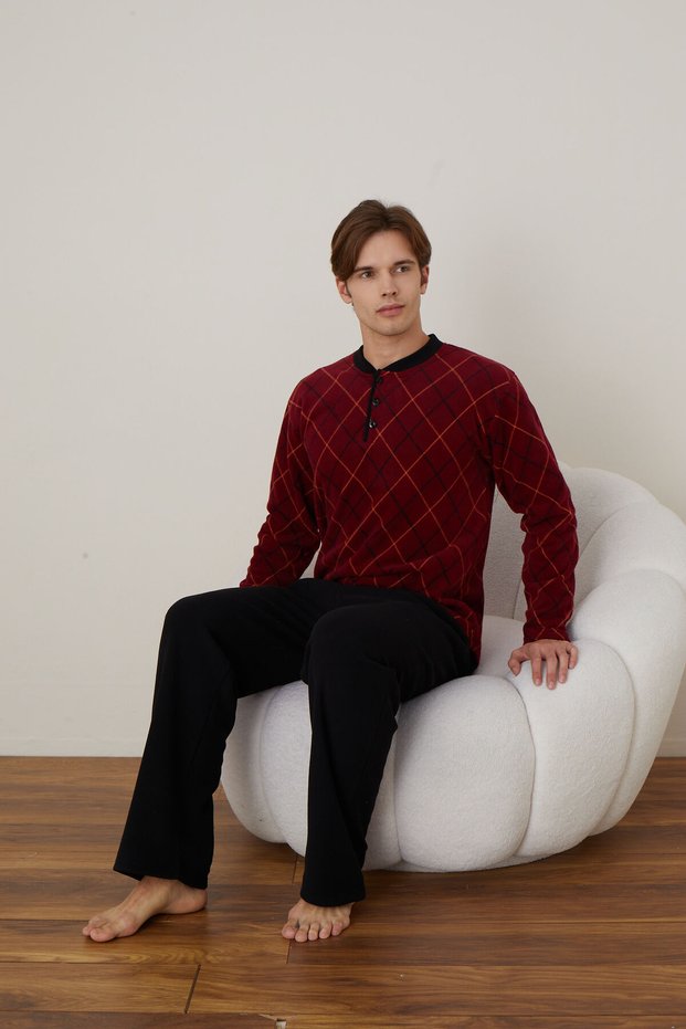 Men's Long Sleeve Fleece Winter Warm Pajamas Set NEW SEASON