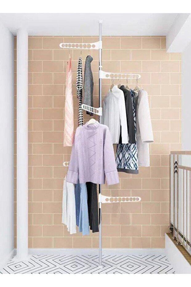 Clothes Dryer Rack - 5 Racks, Vertical Adjustable Design, Lightweight, Space-Saving Silver - 4