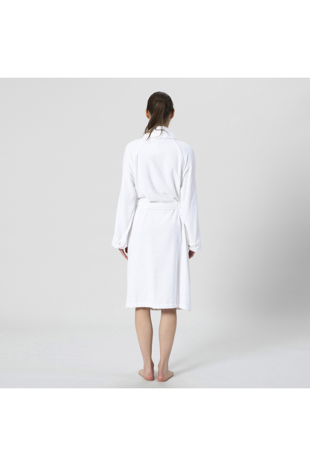 Solid Unisex Bornoz Beyaz - 7