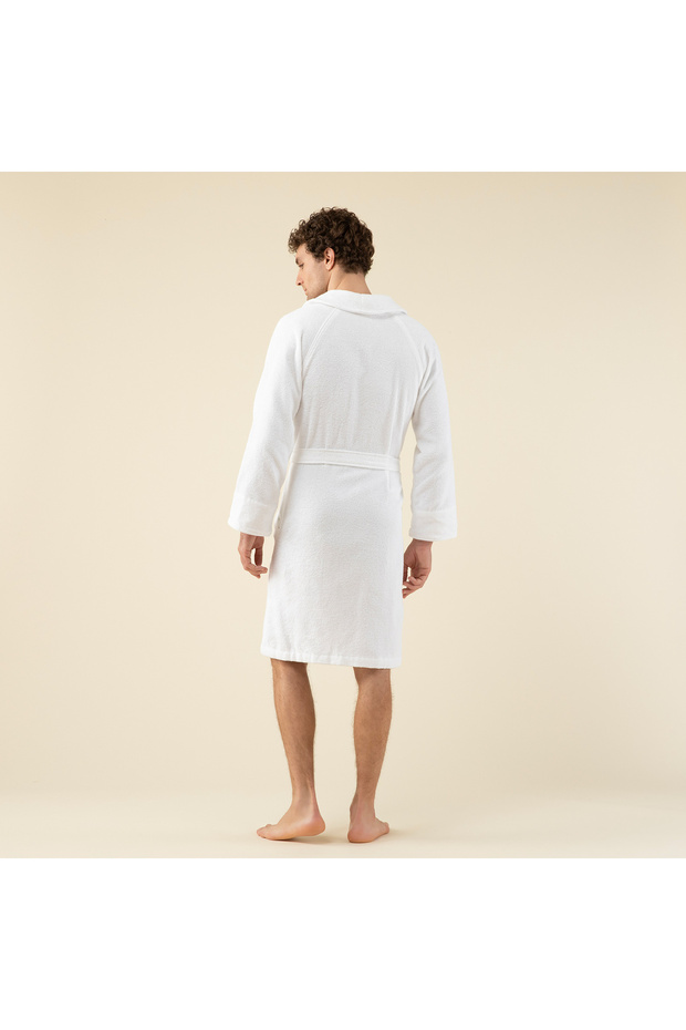 Solid Unisex Bornoz Beyaz - 4