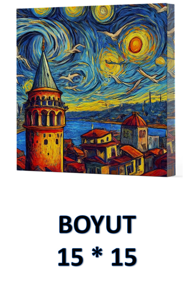 VIVAGO ART VAN GOGH GALATA دفتر ملاحظات غير مُبطن مقاس 15 × 15 سم مع حقيبة قماش هدية كود 5