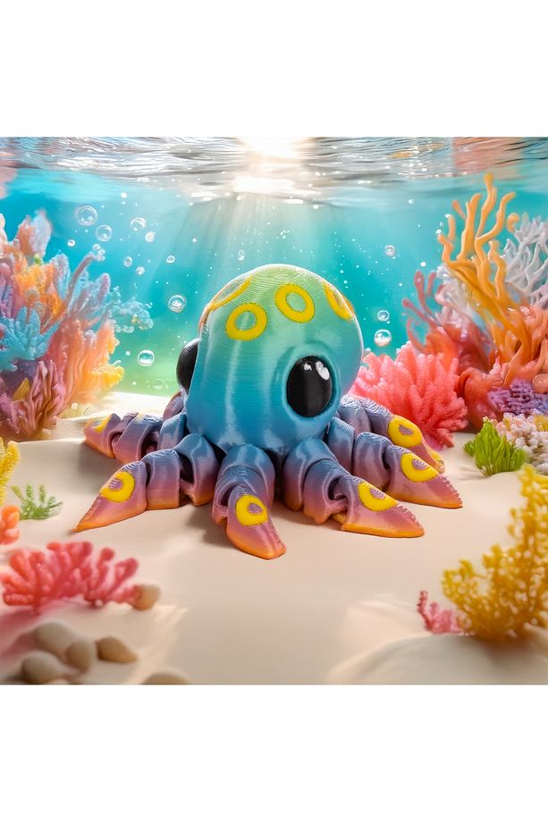 Eğlenceli Ve Renkli Dev Ahtapot Oyuncak Figürü – 3d Baskı Tasarım! - 1